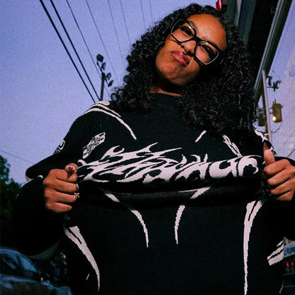 Moto Gothic Knitted Sweatshirt